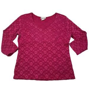 Rave City Vintage Lace Top Women's XL  (Fits S/M) Hot Pink Y2K